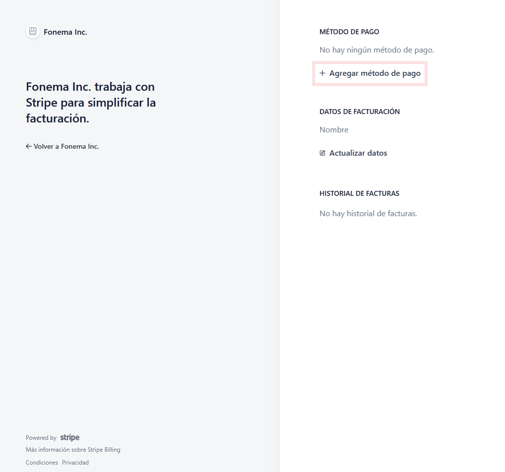 Agregar metodo de pago