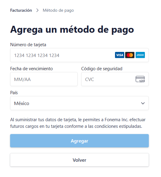 Datos de tarjeta